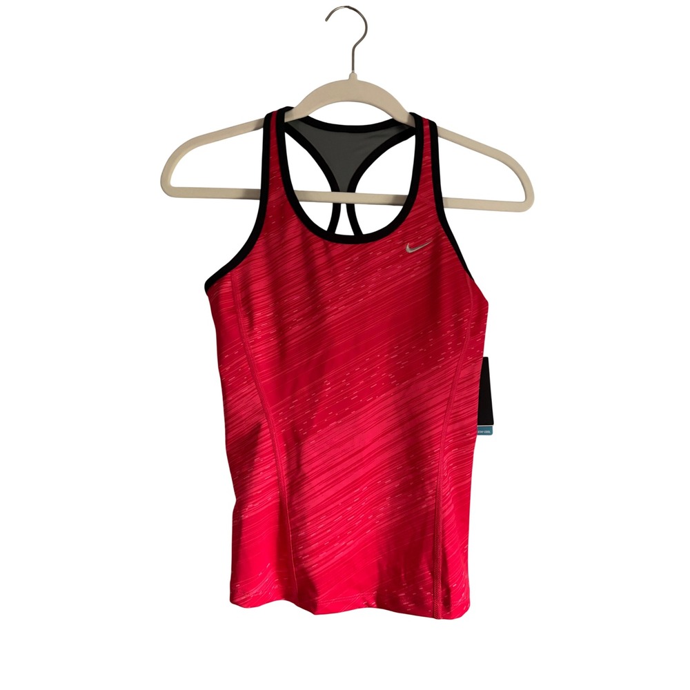 Nike Dri-FIT Womens Red Space Dye Racerback Running Tank Top Built-in Bra XS - Picture 1 of 3
